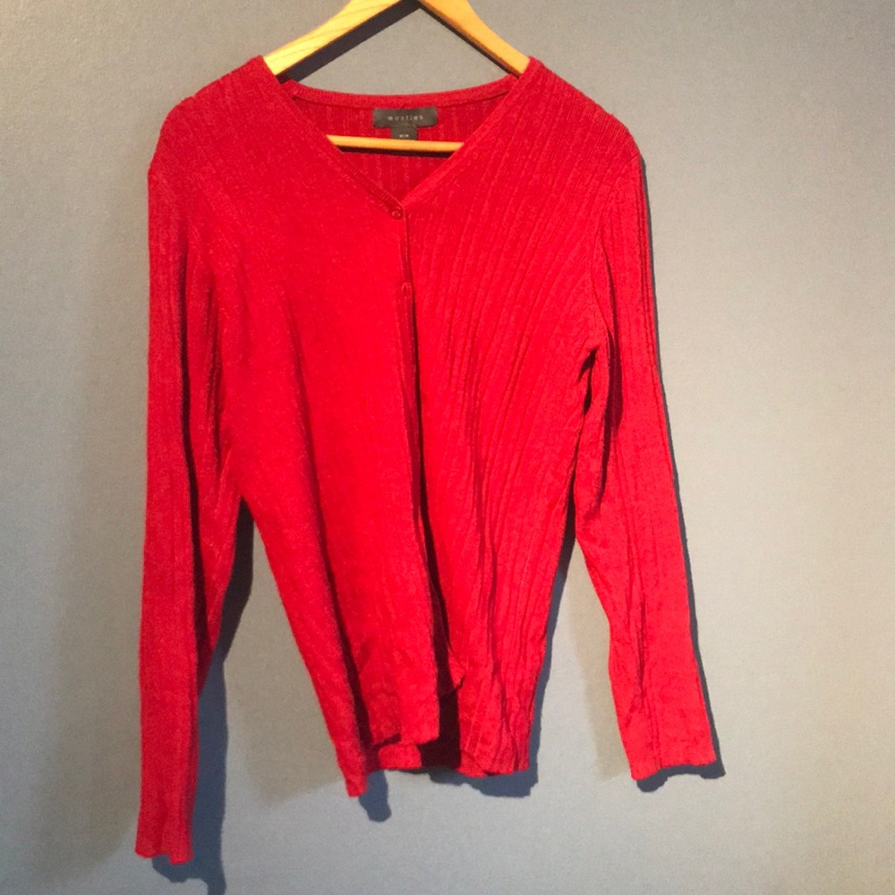 Red button up cardigan